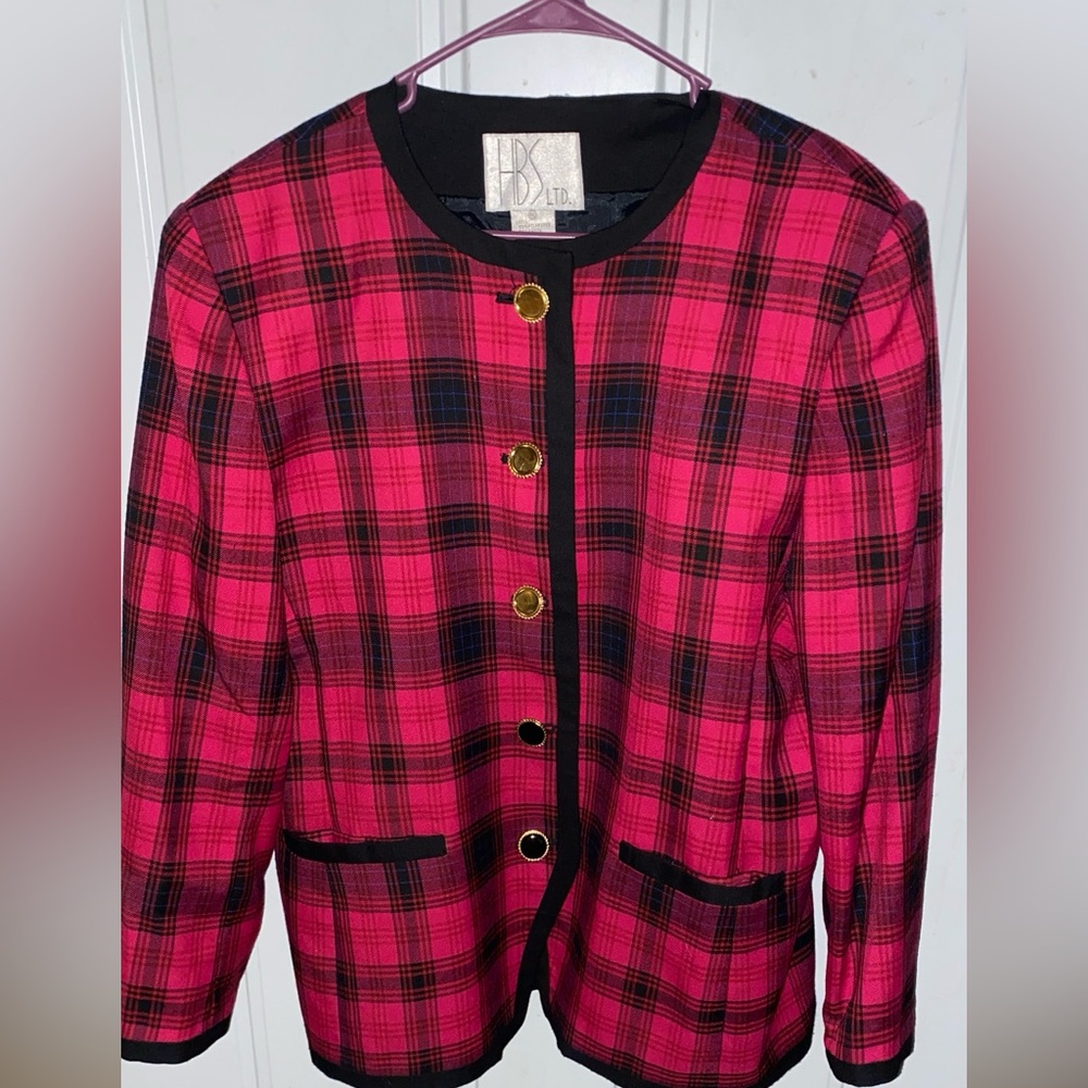 VINTAGE 80’s Pink & Gold Structured Blazer Tailored Fit W/pockets Ptp:23 L:29